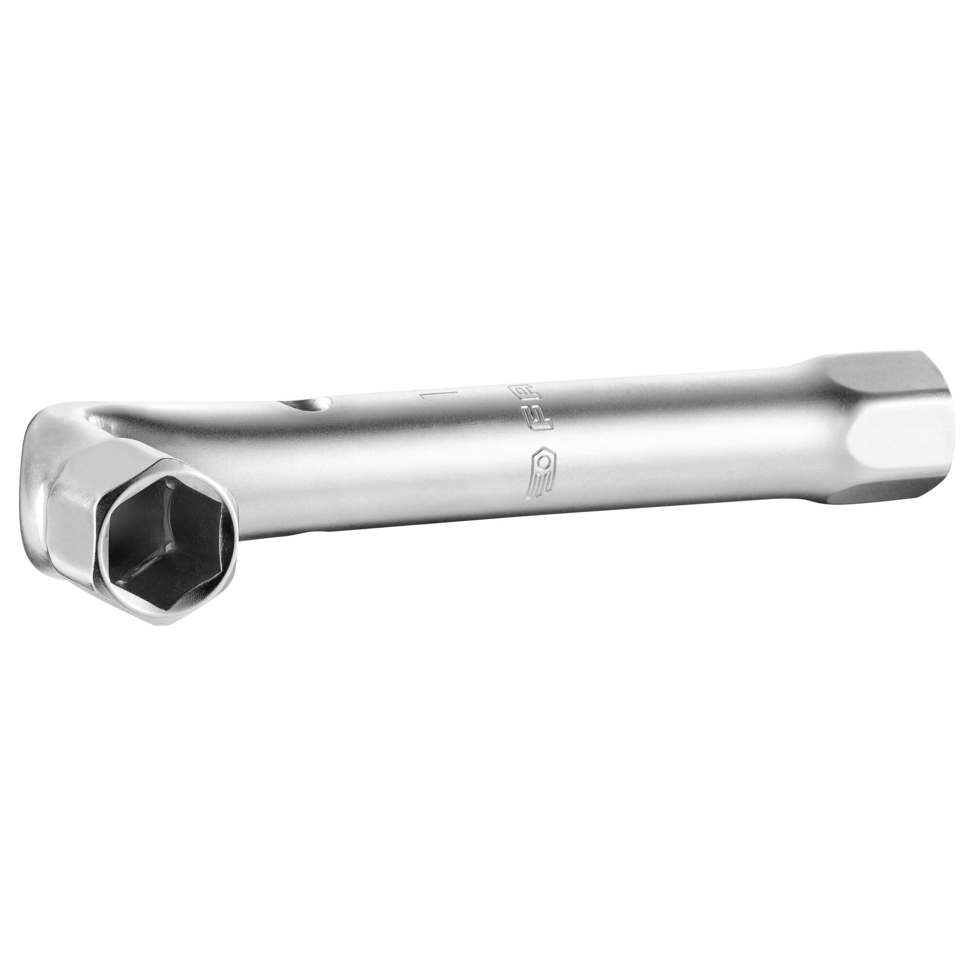 Facom 92A_21 silver tubular box wrench side angle on white background.